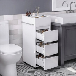 Narrow Bathroom Cabinet With 3 Drawers & 4 Compartments - thumbnail 6
