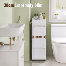 Narrow Bathroom Cabinet With 3 Drawers & 4 Compartments - thumbnail 5