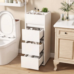 Narrow Bathroom Cabinet With 3 Drawers & 4 Compartments - thumbnail 1
