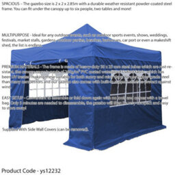 Loops Durable 2X2M Pop-Up Gazebo With Waterproof Side Walls - Perfect For Outdoor Events - thumbnail 2