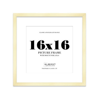 "16X16"" Gold Picture Frame - 16X16"" Square Frame With 14X14"" Mount For 16X16""/14X14"" Pictures Art Deco Style Room Decor, 1 Pack" - image 1