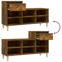 Berkfield Shoe Cabinet Smoked Oak 102X36X60 Cm Engineered Wood - thumbnail 9