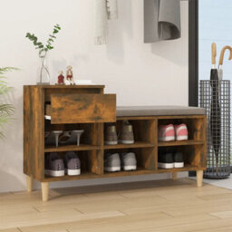 Berkfield Shoe Cabinet Smoked Oak 102X36X60 Cm Engineered Wood - thumbnail 3
