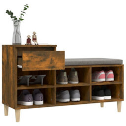 Berkfield Shoe Cabinet Smoked Oak 102X36X60 Cm Engineered Wood - thumbnail 5
