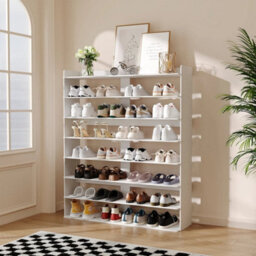 8 Tier Wooden Shoe Rack Cabinet Hallway Footwear Shoes Organizer Storage Shelf A - thumbnail 5