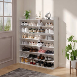 8 Tier Wooden Shoe Rack Cabinet Hallway Footwear Shoes Organizer Storage Shelf A - thumbnail 6
