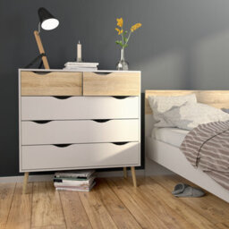 Furniture To Go Oslo 3 Piece Bundle, Bedside, Chest And 3 Door 3 Drawers Wardrobe In White And Oak - thumbnail 7