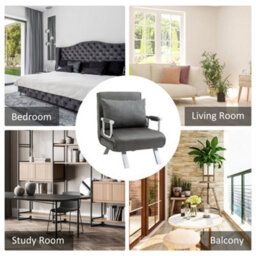 Wyld Haus Moba Grey Faux Suede 4-In-1 Convertible Chair Bed With Pillow, Single - thumbnail 9