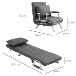 Wyld Haus Moba Grey Faux Suede 4-In-1 Convertible Chair Bed With Pillow, Single - thumbnail 4