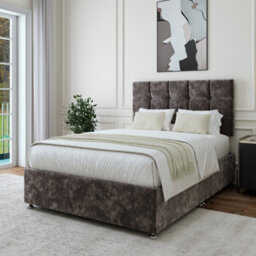 Bedmaster Charcoal Chenille Divan Base And Square Headboard Single - thumbnail 2