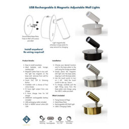 CGC Lighting Cgc Scarlet Satin Nickel Adjustable Head Led Rechargeable Magnetic Usb Reading Bedside Wall Light - thumbnail 6
