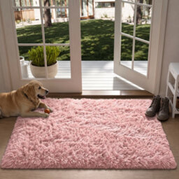 Oxford Homeware Shaggy Rug Anti-Slip Washable Soft Fluffy Living Room And Bedroom Rug (Pink, 50X80Cm) - thumbnail 1
