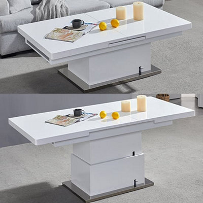 Furniture in Fashion Elgin Extending High Gloss Coffee To Dining Table In White - image 1