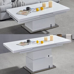 Furniture in Fashion Elgin Extending High Gloss Coffee To Dining Table In White