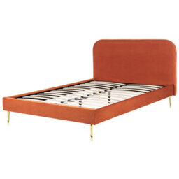 Beliani Bed Velvet Flayat 160 X 200 Cm (Eu King Size) Orange - thumbnail 5