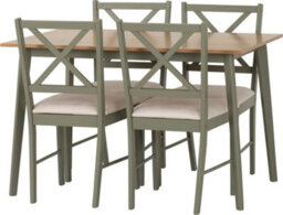 Seconique Balfour Dining Set Sage Green With 4 Oak Effect Mink Microsuede Chairs - thumbnail 3