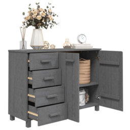 Berkfield Sturdy Sideboard Dark Grey 113X40X80 Cm Solid Wood Pine - thumbnail 7