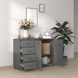 Berkfield Sturdy Sideboard Dark Grey 113X40X80 Cm Solid Wood Pine - thumbnail 6