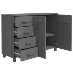 Berkfield Sturdy Sideboard Dark Grey 113X40X80 Cm Solid Wood Pine - thumbnail 3