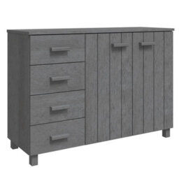 Berkfield Sturdy Sideboard Dark Grey 113X40X80 Cm Solid Wood Pine