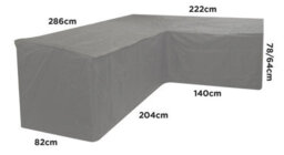 Woodside Grey L Shape Outdoor Dining Waterproof Patio Set Cover Rattan, Large Left Side Long - thumbnail 2