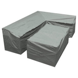 Woodside Grey L Shape Outdoor Dining Waterproof Patio Set Cover Rattan, Large Left Side Long