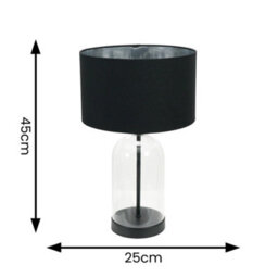 Valuelights Jessy Glass With Black Trim Table Lamp With Black With Chrome Inner Lamp Shade - thumbnail 5