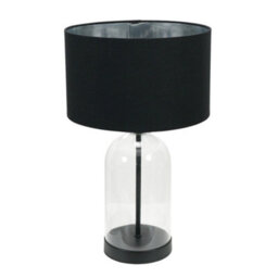 Valuelights Jessy Glass With Black Trim Table Lamp With Black With Chrome Inner Lamp Shade - thumbnail 2