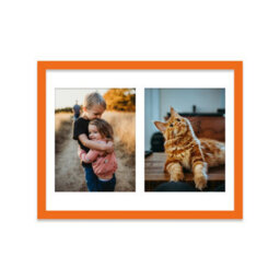 16X12 Inch 2 Opening Photo Collage Frame, Display Two 9X7 Inch Photos, Multi Aperture Family Picture Frame, Orange - thumbnail 1