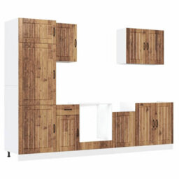 Berkfield 7 Piece Kitchen Cabinet Set Lucca Old Wood Engineered Wood - thumbnail 2