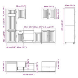 Berkfield 7 Piece Kitchen Cabinet Set Lucca Old Wood Engineered Wood - thumbnail 8