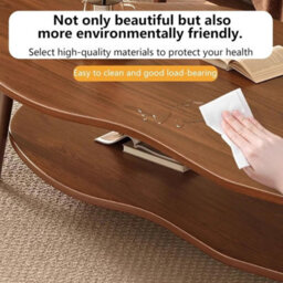 Oval Wooden Coffee Table 2-Tier Center Table With Storage Shelf For Living Room - thumbnail 3