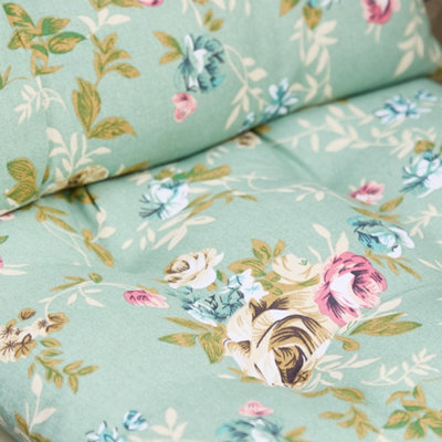 Dibor Set Of Floral Green Summer Outdoor Garden Chair Seat Pad