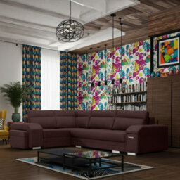 Alvares Living Room Corner Sofa Bed With Sleeping Function Upholstered Back 2 Storage 305X205X90Cm Brown Left