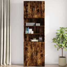 Berkfield Wall Cabinet Smoked Oak 80X42.5X64 Cm Engineered Wood - thumbnail 3