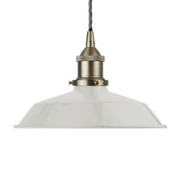 Pale Grey Small Trinity Metal Painted Dome Pendant Light With Brushed Chrome Lamp Holder And Grey Twisted Cable - Se Home - thumbnail 1