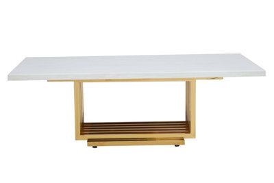 Orsina Ivory White Marble Coffee Table With Gold Finished Frame - image 1