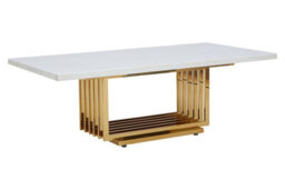 Orsina Ivory White Marble Coffee Table With Gold Finished Frame - thumbnail 3
