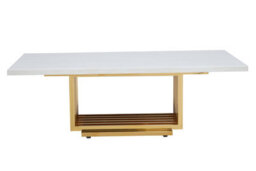 Orsina Ivory White Marble Coffee Table With Gold Finished Frame - thumbnail 1