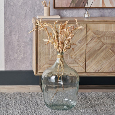 Pacific Lifestyle Large Clear Recycled Glass Bottle Vase With Raffia Neck - image 1