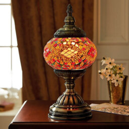 Marrakech Table Lamp - Mains Powered Handcrafted Moroccan Style Indoor Home Lantern Light With Mosaic Glass - H27 X 13.5Cm Dia - thumbnail 1