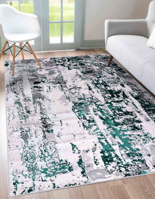 Smart Living Modern Carved Area Rug, Living Room Carpet, Kitchen Floor, Bedroom Soft Rugs 200Cmx290Cm - Emperor (320 Styra Aqua) - image 1