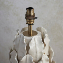 Loops Elegant Ivory Crackle Glaze Table Lamp Base Set - 2 Pack With Aged Brass Finish - thumbnail 4
