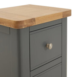 The Furniture Market Marbury Slate Grey Painted Slim 2 Drawer Bedside Table Narrow Nightstand For Small Spaces Solid Wood Brushed Nickel Handles - thumbnail 6