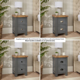 The Furniture Market Marbury Slate Grey Painted Slim 2 Drawer Bedside Table Narrow Nightstand For Small Spaces Solid Wood Brushed Nickel Handles - thumbnail 3