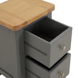 The Furniture Market Marbury Slate Grey Painted Slim 2 Drawer Bedside Table Narrow Nightstand For Small Spaces Solid Wood Brushed Nickel Handles - thumbnail 5