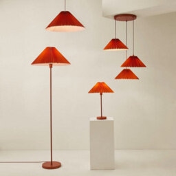 Valuelights Akira Burnt Orange 3 Way Hanging Pendant Ceiling Light With Pleated Lampshade - Led Bulbs Included - thumbnail 7