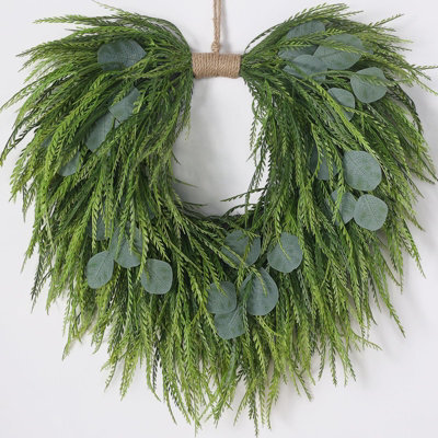 "Amorly 22"" Artificial Eucalyptus&saw Grass Wreath For Front Door Decor Faux Eucalyptus Greenery Hanging Wreath,for Outdoor/wall/farmhouse" - image 1