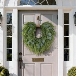 "Amorly 22"" Artificial Eucalyptus&saw Grass Wreath For Front Door Decor Faux Eucalyptus Greenery Hanging Wreath,for Outdoor/wall/farmhouse" - thumbnail 8