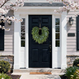 "Amorly 22"" Artificial Eucalyptus&saw Grass Wreath For Front Door Decor Faux Eucalyptus Greenery Hanging Wreath,for Outdoor/wall/farmhouse" - thumbnail 9